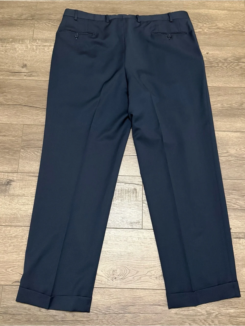 CANALI 100% Wool Pleated Cuffed Dress Pants Trousers Mens Navy Blue IT 54 US 37